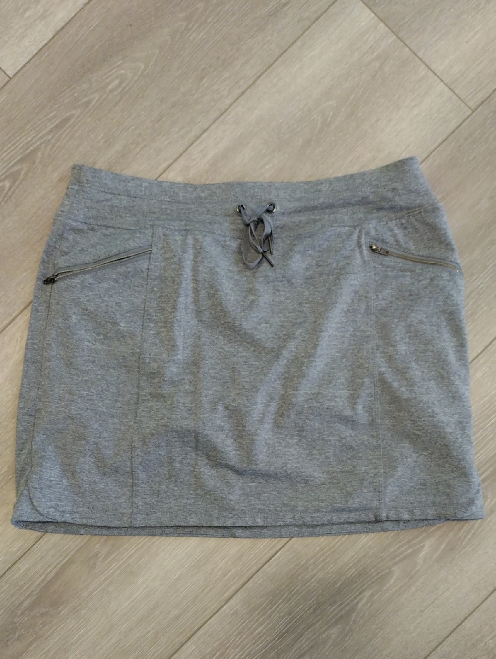 Tangerine Heather Gray Drawstring Mini Skirt with Zip Pockets - Picture 1 of 15